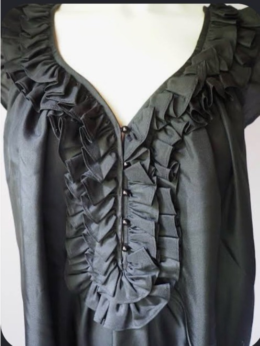 Susana Monaco Black Ruffle-Front Blouse